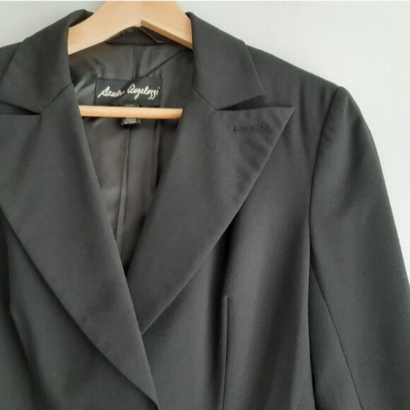 SANDRA ANGELOZZI Single Button Closure Classic Blazer Jacket Black Sz 4 - Picture 4 of 12